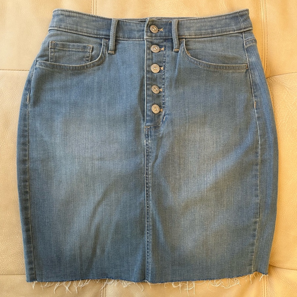Denim Button-Front Skirt